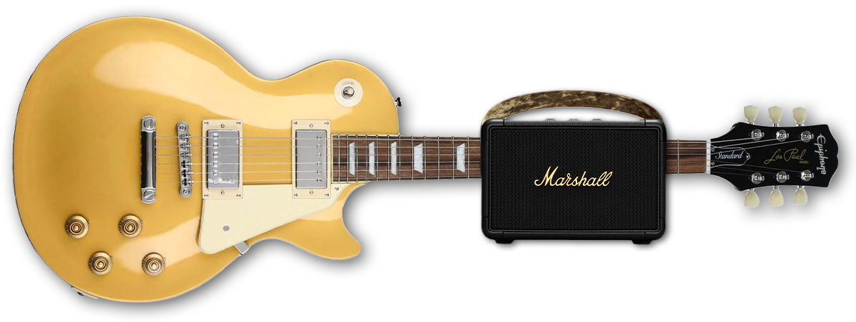 Les Paul Guitar + Marshall Speaker