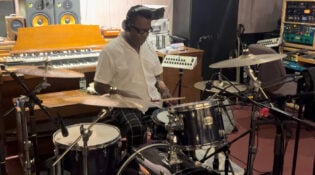 Live music session for New Orleans Pelicans sonic brand theme, a musician playing the drums