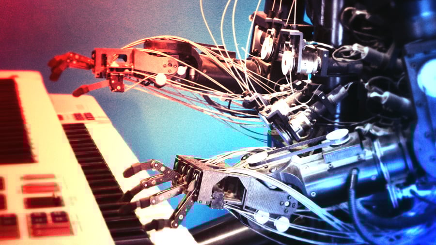 AI robot playing keyboards