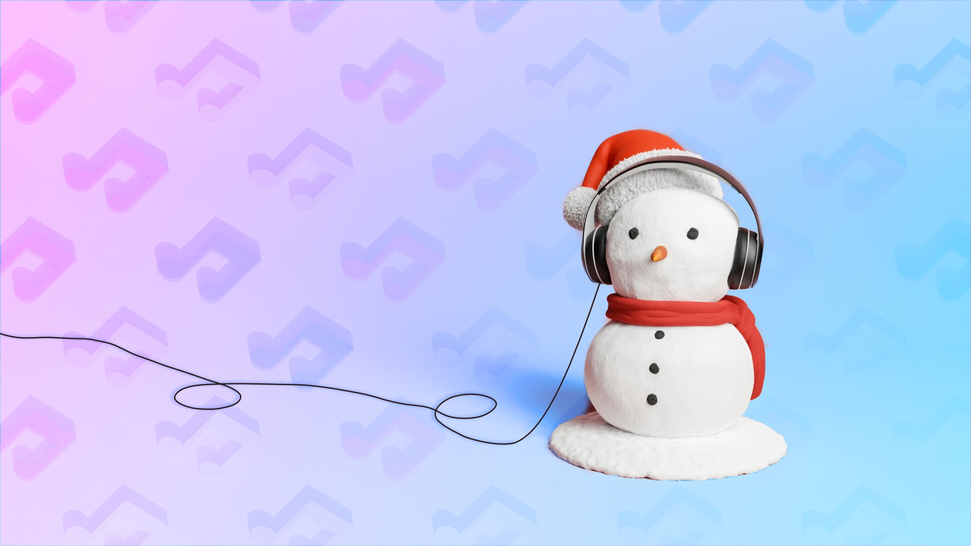 a snowman wearing headphones